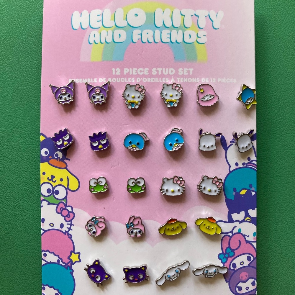 NEW Hello Kitty and Friends 12 piece Stud Earring Set